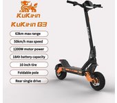 Patinete eléctrico todoterreno KuKirin G3 de 10 pulgadas con pantalla táctil - Motor de 1200 W, batería de 52 V 18 Ah(SIN ABE) M negro