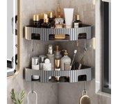 Estante de esquina sin perforaciones Organizador de champú de plástico Nuevo estante de almacenamiento para baño negro