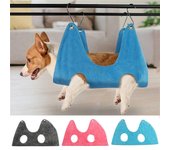 Hamaca auxiliar para el cuidado de mascotas, bolsa de sujeción suave y cómoda para perros y gatos con perchas, toalla de secado de baño para mascotas súper absorbente 2 en 1 S azul