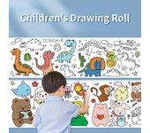 Rollo de dibujo para niños, papel de relleno de Color adhesivo, rollo de papel para colorear con desplazamiento de Graffiti para niños, juguetes educativos de pintura DIY Animal World