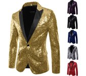 Chaqueta de abrigo de traje ajustada con botones de manga larga para boda de negocios informal para hombre S negro