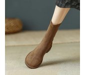 Botas planas vintage elásticas para mujer, zapatos elegantes de punta redonda a la moda, botines cortos sin cordones para mujer para otoño 35