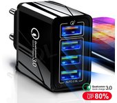 Cargador USB 3.0 de 4 puertos de 48W para Samsung, IPhone, Huawei, tableta, adaptador de cargador rápido QC 3.0 UK Plug blanco