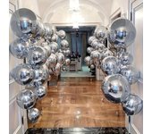 Globos de aluminio reutilizables con autosellado 4D con espejo plateado, ideales para decorar bodas, cumpleaños y San Valentín. 5 colored disco balls