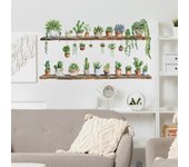 Fun-f236 Estantería de madera fresca Planta verde en maceta Dormitorio Sala de estar Estudio Fondo Paisajismo Adhesivo de pared 39*75CM/fun-f236