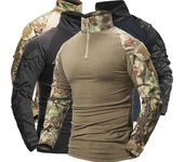 Camisetas de camuflaje para hombre, camiseta táctica de combate militar, camisetas de manga larga para hombres al aire libre y caza militar S