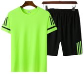 Traje de seda de hielo para hombre, ropa deportiva informal de verano, holgada, de manga corta, para correr, fitness, de secado rápido, conjunto de dos piezas XL blanco