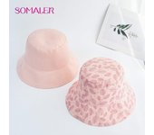 SOMALER, sombreros de cubo de algodón para mujer, sombrero de playa usable de dos lados de verano para niñas, gorra estilo Hip-hop con patrón de hojas negro