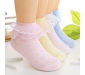 Calcetines para niños, primavera y otoño, con encaje, para niñas, transpirables, de malla fina, para estudiantes, para verano 22-24cm amarillo