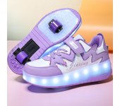 29-40 zapatos con lámpara LED de carga de dos ruedas para niños, bata, zapatos de patinaje, zapatos de patín para niñas 29 blanco
