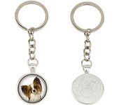 Papillon, Continental Toy Spaniel, Butterfly dog - keychain in a box, own photo, keychain pendant from Art-Dog brand plata