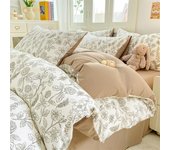 Juego de cama de cuatro piezas de algodón lavado con agua, súper suave, con hilo arrugado y de clase A para madres e hijos, juego de edredón de algodón con burbujas 1.2m 3pcs 1.5x2&set