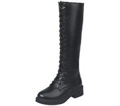 Botas altas hasta la rodilla de talla grande para mujer, botas de plataforma con tacones altos cuadrados, con cordones, para otoño e invierno 35 beige
