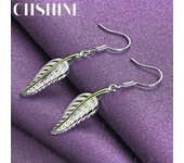 Pendientes de plumas de plata de ley 925 de CHSHINE, joyería con dijes para mujer, para fiestas, moda, pendientes 4.00*0.90cm