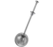 Colador de té de acero inoxidable Operación con una sola mano Filtro de té en forma de bola Tamiz de harina de tamizado rápido de doble función para hornear pasteles y especias negro