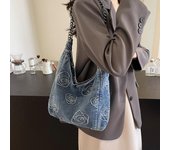Bolso de mano vaquero para mujer, bolso de hombro de gran capacidad azul claro