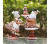 Adornos navideños de resina, Papá Noel con casa de jengibre, crea atmósfera, decoraciones de mesa para Navidad D