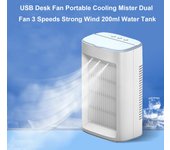 Ventilador de escritorio USB, ventilador de aire acondicionado portátil, ventilador de refrigeración por agua, ventilador de mesa de escritorio, rotación silenciosa de 360 ​​grados blanco