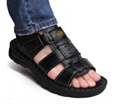 Sandalias de cuero genuino para hombre, zapatos de verano, zapatillas abiertas, suaves, romanas, cómodas, para exteriores, para caminar en la playa 39