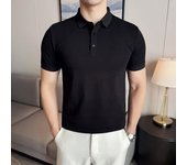 Polos negros de moda para hombre, camisas de solapa, camisetas de manga corta con botones, diseño de moda, polos casuales y transpirables, 2025 4XL negro