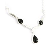 Les Trésors De Lily [H3472] - Collier Argent 'Déesse Noir de Jais' noir argenté (rhodié) - 30x5 mm