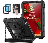 Funda a prueba de golpes con soporte para iPad Pro 11 12,9 M2 2022 2021 2020, funda para iPad 12,9 Pro 3 4 5 6 + Protector de pantalla PET + correa para el hombro iPad Air 4 10.9 2020 rojo