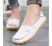 Zapatos de cuero cómodos de talla grande para mujer Zapatos de enfermera 44 blanco