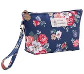 Bolsa de almacenamiento de viaje para mujer con diseño de pájaro y flor de rosa, artículos de tocador, bolsa de cosméticos impermeable, bolsa de maquillaje portátil para mujer azul claro