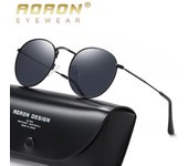 AORON Gafas de sol polarizadas con montura redonda, diseño de moda, de Metal, antideslumbrantes, UV400, para conducir, pescar, ciclismo, gafas deportivas para hombres y mujeres negro