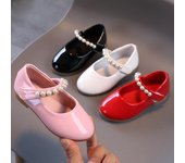 Zapatos de niña Zapatos de princesa con perlas Zapatos Mary Jane de moda Zapatos Lorita Zapatos de niña Zapatos de niño Vestidos de niña 24-insole14.5cm rojo