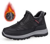 Botas de nieve de invierno para hombre, botines informales sin cordones, zapatillas cómodas de piel cálida, botas antideslizantes, zapatos para hombre 2024 35 negro