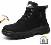 Zapatos de trabajo de cuero para hombre, botas de seguridad para soldar, antiescaldaduras, antiperforación y con puntera de acero. 37