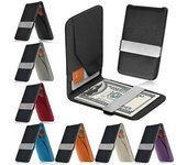 Cartera delgada con Clip para dinero de piel sintética a la moda para hombre nueva llegada, tarjetero para identificación y crédito negro