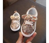 Zapatos informales para niños, zapatillas deportivas antideslizantes con suela suave y purpurina, zapatos de tablero sólido a la moda 21 plata