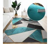 Alfombra geométrica para sala de estar, alfombra de terciopelo, alfombras de noche para dormitorio para niños, alfombras mullidas cuadradas suaves, decoración de mesa de sofá para el hogar, alfombras 80x160cm (Small size)