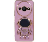 Funda galvanizada para Xiaomi Redmi A3/Poco C61 4G con diseño de astronauta y soporte de TPU, color morado