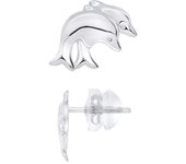 Pendientes - LÉA &; ARTHUR - 2 DELFINES - Oro blanco 375 - Sistema de cochecito SILICONOR - Niño