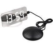 Reloj despertador con vibración, espejo Digital, despertador con pantalla grande y clara, brillo ajustable Dual blanco