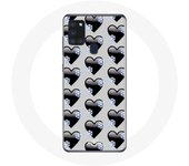 Coque Samsung Galaxy A21S Black Hearts background