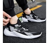 Zapatillas de correr informales transpirables de otoño para hombre, zapatillas de deporte tejidas con cordones para exteriores, zapatillas deportivas usables para hombre 42 gris