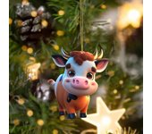7 Uds colgantes de becerro de dibujos animados lindo divertido vaca Adornos de árbol de Navidad Interior del coche decoración colgante de animales 7pcs