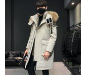 Chaqueta de invierno para hombre, chaqueta de plumón a la moda para hombre, ropa gruesa y cálida para hombre, chaqueta de plumón de sección extendida, Parka cálida para hombre XXXL blanco