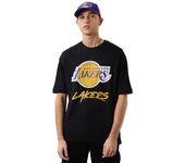 New Era NBA Los Angeles Lakers Script Mesh Tee, Camiseta negra para hombre L negro