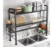 Estante de almacenamiento de cocina sobre el fregadero, escurridor de platos, escurridor de platos de mostrador, almacenamiento de utensilios y palillos, organizador de tablas de cortar