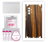 apgo Protective Skin Sticker for the back+sides compatible with Samsung Galaxy A32 4G, Full Wrap Film, Foil, Vinyl - Pattern Tigerwood