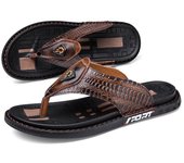 Zapatillas de cuero genuino para hombre, chanclas hechas a mano, estilo de grano de cocodrilo, zapatos informales de verano para hombre, zapatos de playa antideslizantes para exteriores 38