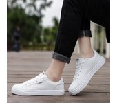 Zapatos blancos para hombre, zapatillas de cuero para niños, zapatos casuales baratos, zapatos de pasarela de primavera, zapatos vulcanizados, zapatillas para hombre 39 negro