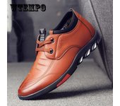 Zapatos de cuero informales de primavera, zapatillas de deporte transpirables de PU con fondo suave para hombre, zapatos con cordones de negocios británicos que combinan con todo, zapatos deportivos al aire libre 44