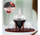 Decantador de vino, regalo de cristal con 2 tazas, dispensador de bebidas, soporte, jarra, aireador, vertedor