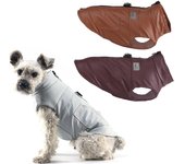 Abrigo de cuero PU para perro, chaqueta impermeable, ropa de invierno para perro, traje cálido para mascota, ropa para Yorkshire Terrier, Chihuahua, perro cachorro S marrón